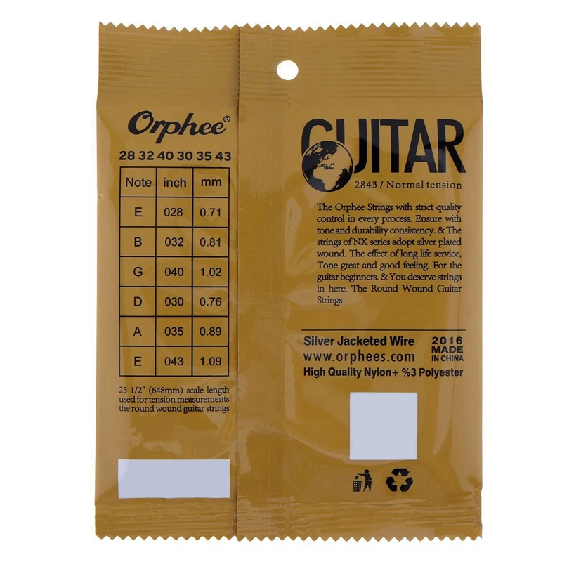 Orphee 12Pcs гитарные струны обычных Классическая гитарная струна E/B/G/D/A D/E провод с