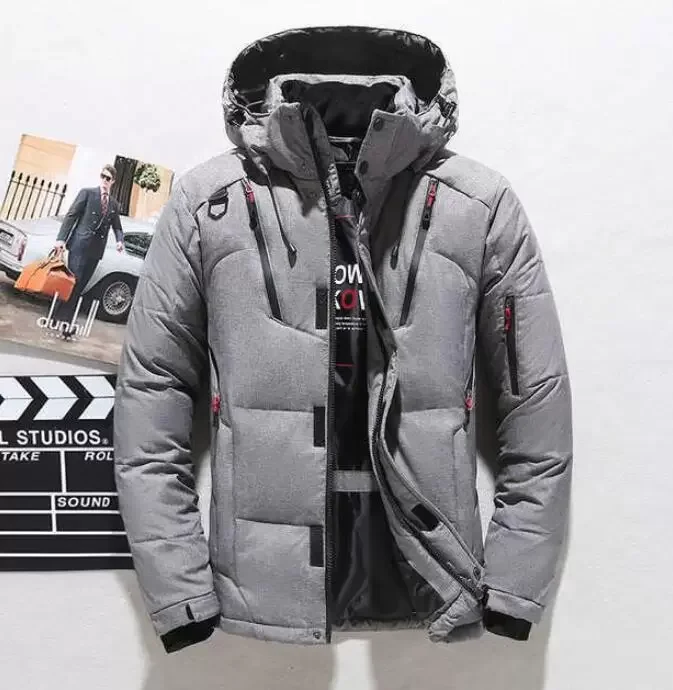 Men Down High Quality Thick Warm Winter Jacket Hooded Thicken Duck Parka Coat Casual Slim Overcoat With Many Pockets Mens 210907