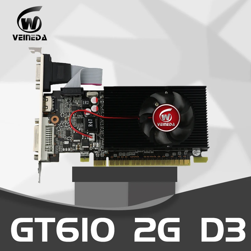 Видеокарта VEINEDA GT610 2 ГБ 64 бит DDR3PC настольные видеокарты PCI Express 0 компьютерные для