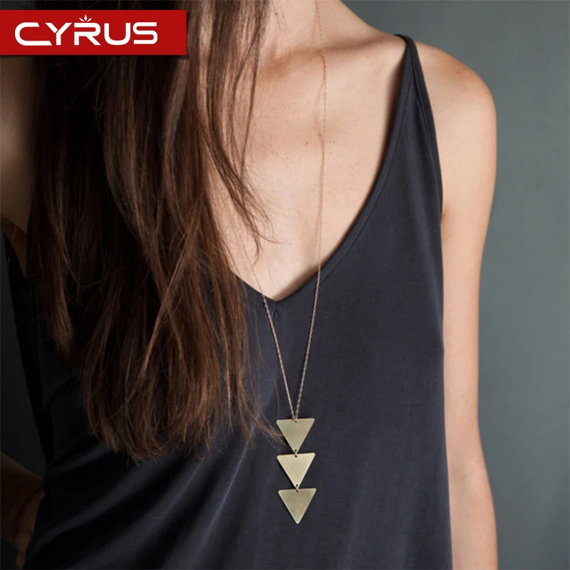 Треугольная подвеска ожерелье длинная цепочка чокер для женщин и мужчин полый