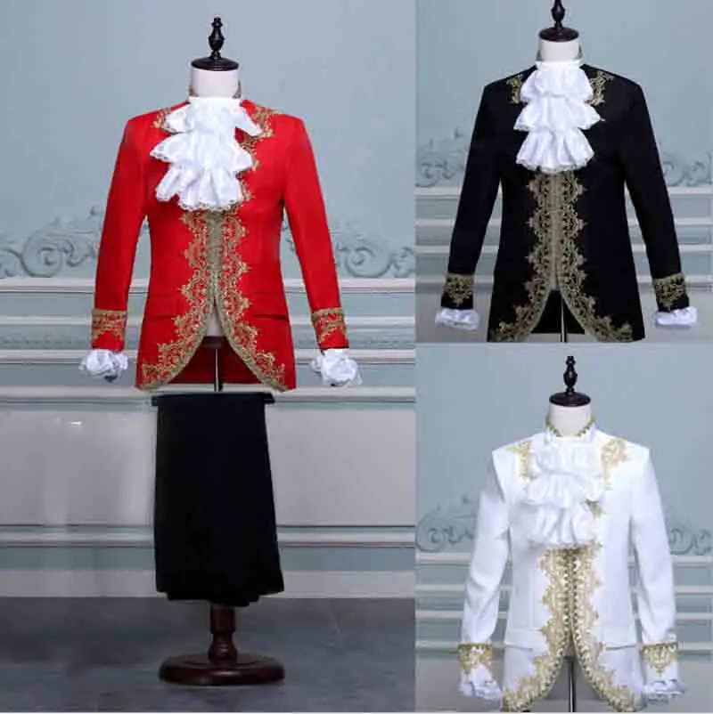 Deluxe Medieval Victorian Costume For Men Stage Theatre Cosplay Royal Outfit Male Carnival Blue Red Plus Size |
