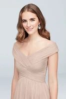 tailor shop custom made crisscross off the shoulder mesh bridesmaid dress iris petal pink champagne color plus size dress