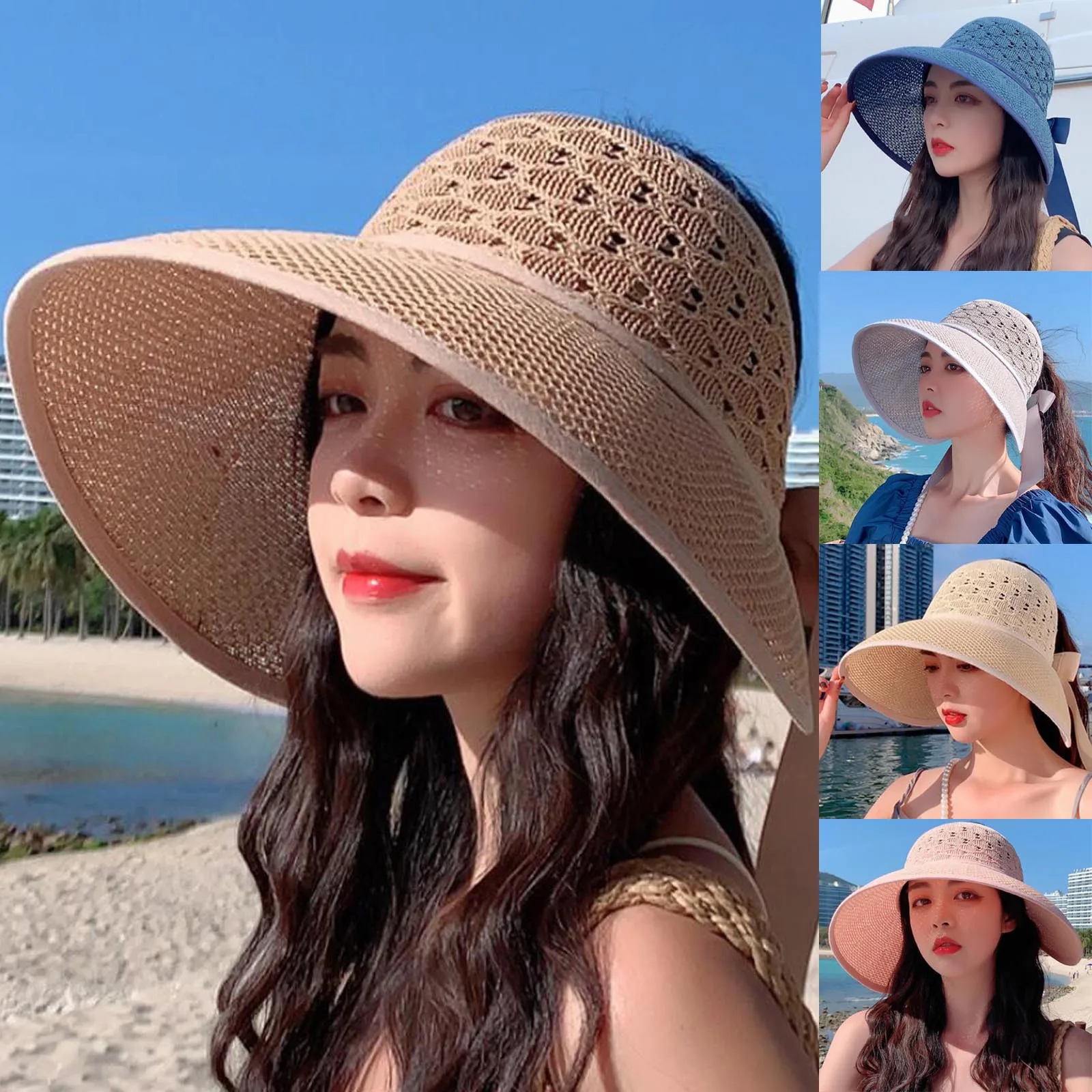 

Summer Women Hat Fold Fashion Bow-Knot Grass Weave Sunshade Hat Hat Outdoor Hat bucket hat кепка женская