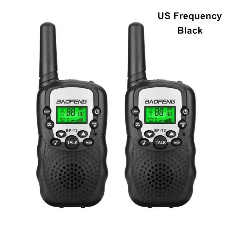 BLACK US 2 шт. Baofeng BF-T3 мини любительские рации радио для детей мини ручной T3 беспроводной двухстороннее радио детская игрушка Woki Toki - Цвет: BLACK US