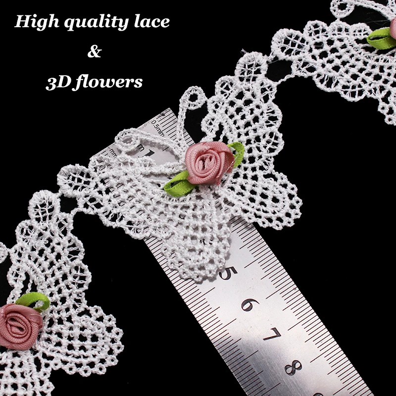 (12 шт.) 3D цветные цветы белая сетка аппликация бабочки отделка кружевная лента