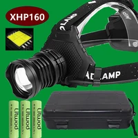 xhp160 most powerful led headlamp cob high power led headlight 18650 light rechargeable head flashlight zoom usb head lamp