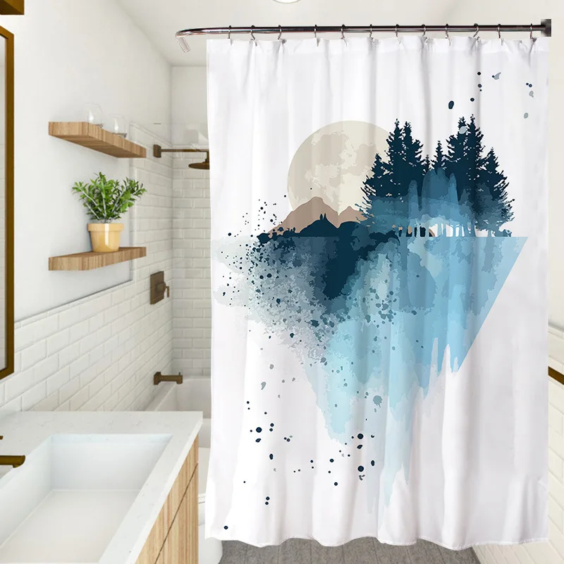 3D Stick Figure Bathroom Curtain Printing Shower Waterproof Polyester Fabric Can Be Washed Cortinas De Baño Set images - 6