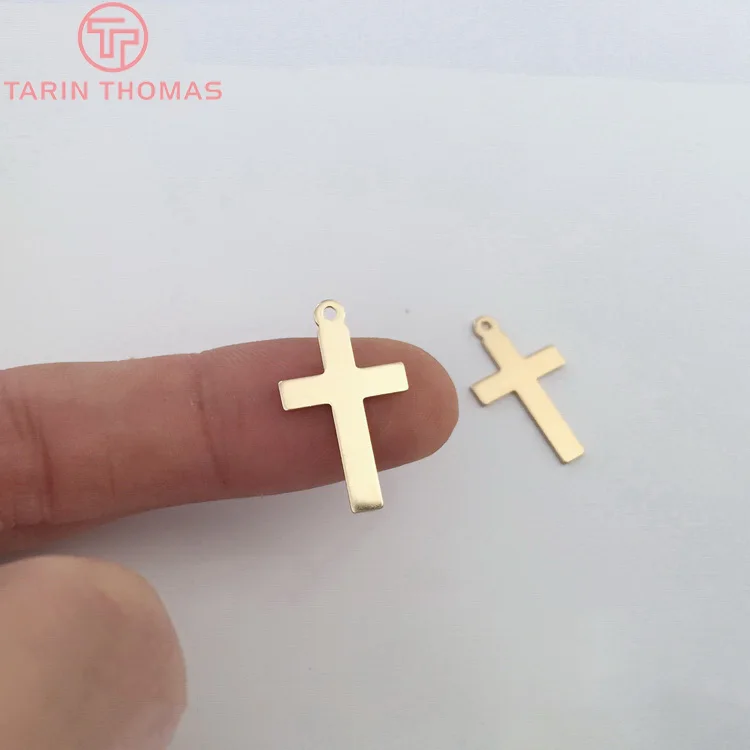 100 шт 10*6 мм не покрытые цвета латунные Крест Подвески Diy ювелирных изделий