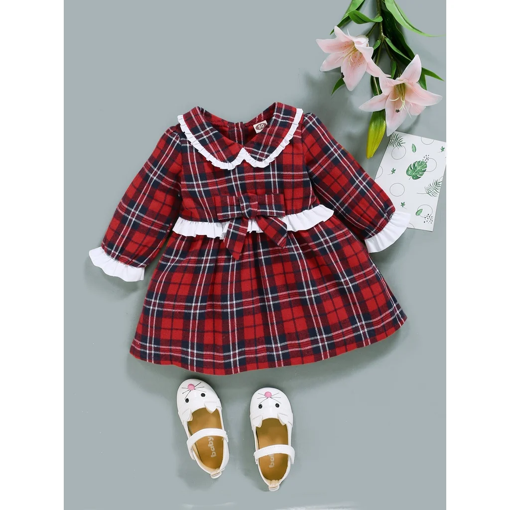 

Newborn Baby Girl Clothing Dress Baby Girl Long Sleeves Plaid Skirt Dresses Infants Baby Girl Clothes Toddler Girl Plaid Dress