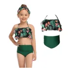 Детский раздельный купальник с оборками, Раздельный сетчатый купальный костюм для девочек, 2021