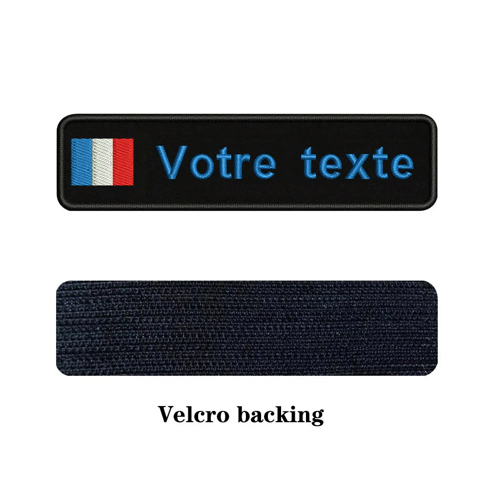 blue-Velcro Таможня Вышивка Флаг Франции имя или заплатка с текстом 10 см* 2,5 см значок Утюг на или липучке Подложка для одежды брюки рюкзак шляпа - Цвет: blue-Velcro