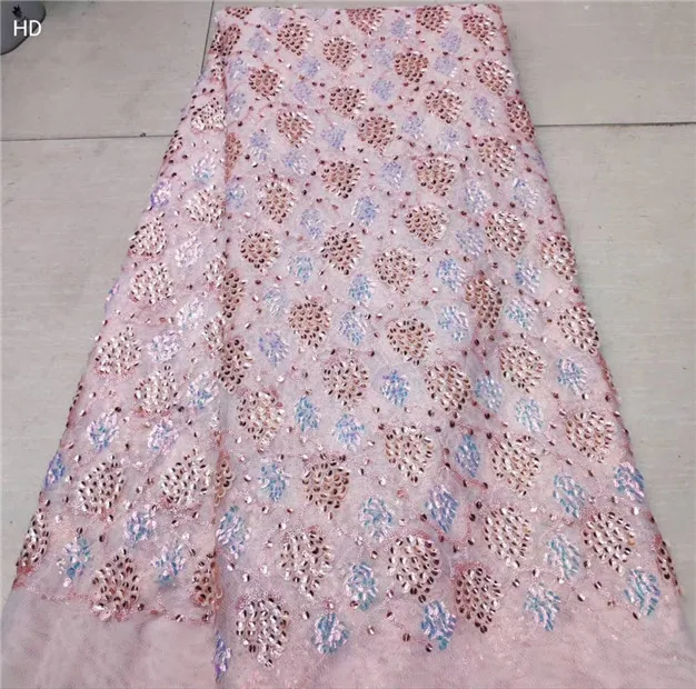 

Latest handmade french guipure cord lace fabrics 2018 3d flower lace fabric luxury full 3D sequins bridal lace fabric 5yards H8