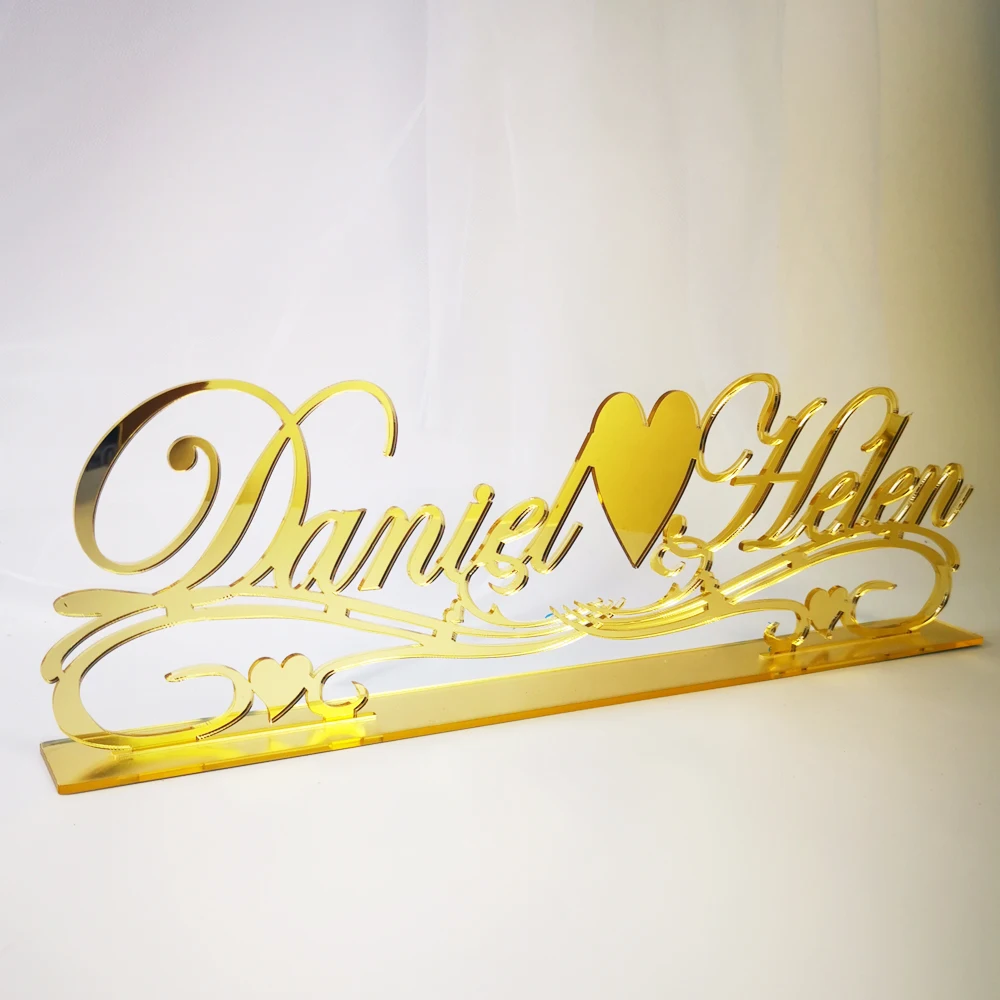 Заказное зеркальное имя для декора стола акриловое зеркало столовая Свадебные