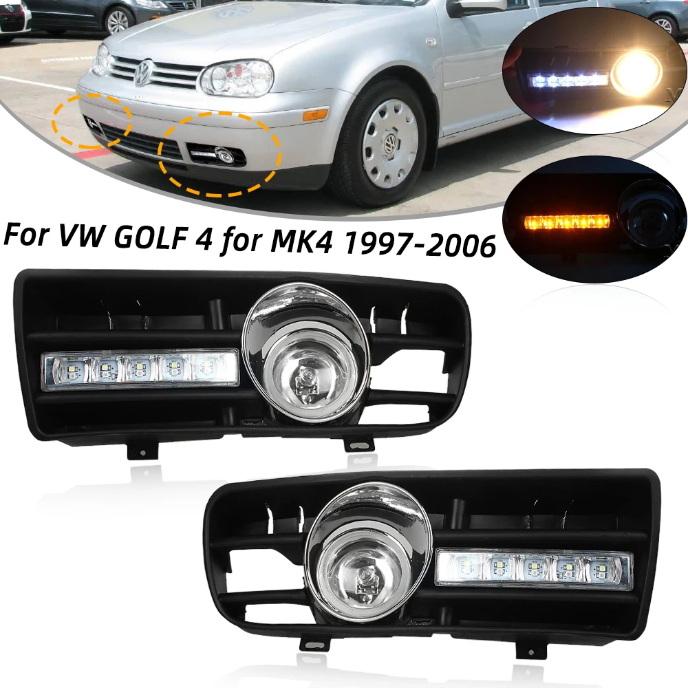 Светодиодный ная противотуманная фара DRL для VW GOLF 4 MK4 1997 2006 сигнал поворота