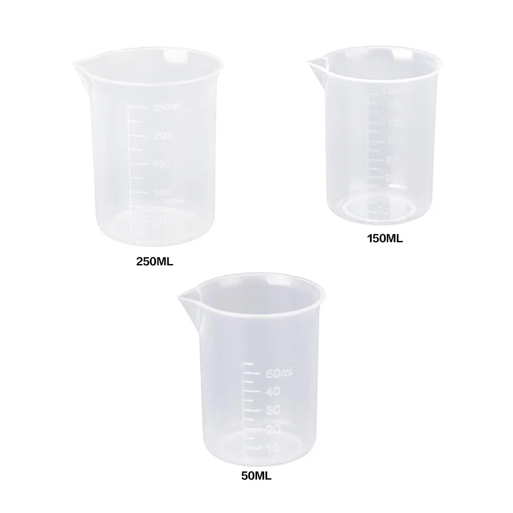 

3 Pcs/set Plastic Measuring Cup Laboratory Work Experiment Measuring Jigger Jug with Numerical Graduations