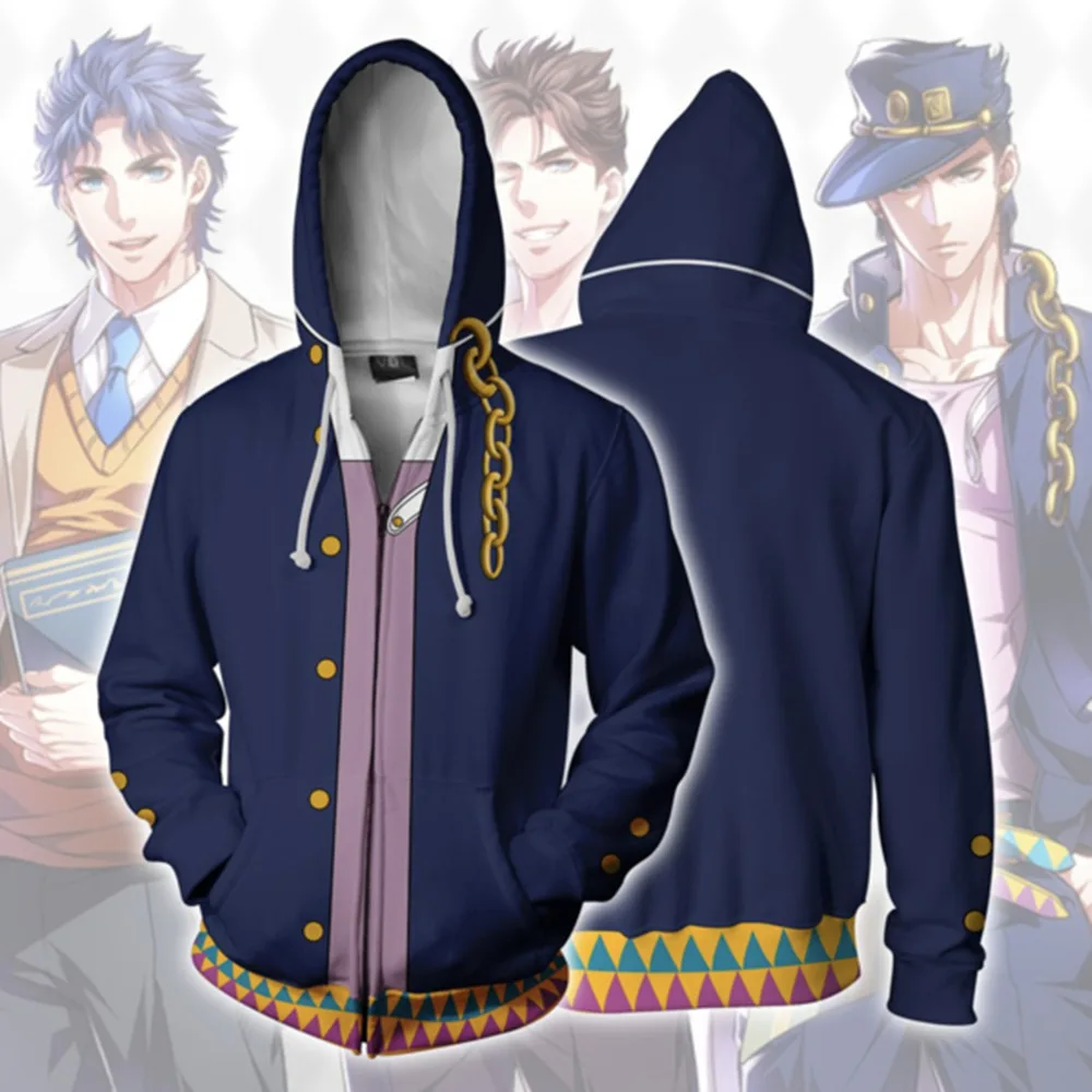 

new Men Women Fashion Sweatshirt 3D Print Sweatshirts JOJO's Bizarre Adventure Zip Hoodie Hip Hop Top Round Neck Pullover