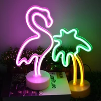wholesale led neon sign light usb led neon table lamps flamingo unicorn bedroom bedside lights home creative 3d night light