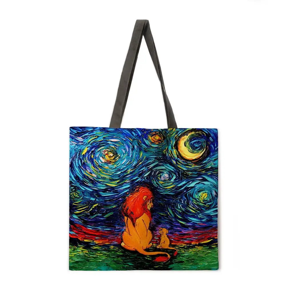 

Starry sky animal and plant printing handbag shoulder bag ladies leisure handbag outdoor beach handbag