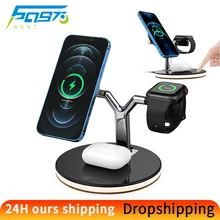 Magnetic 3 in 1 Wireless Charger Stand for iphone 12 pro mini Airpod Apple Watch Qi Wireless Chargers Fast Charging Night Light