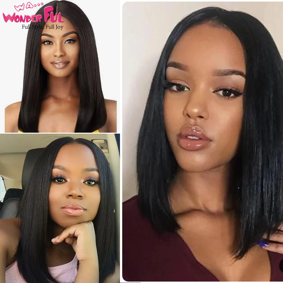 Замечательный 13x4 кружева коротко обрезать Боба парик из натуральных Цвет