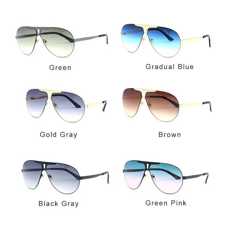 

New Pilot Metal Design Sunglasses Men Oversized 2021 Modern Big Frame Driving Sun Glasses Gradient Eyewear UV400 Women Unisex