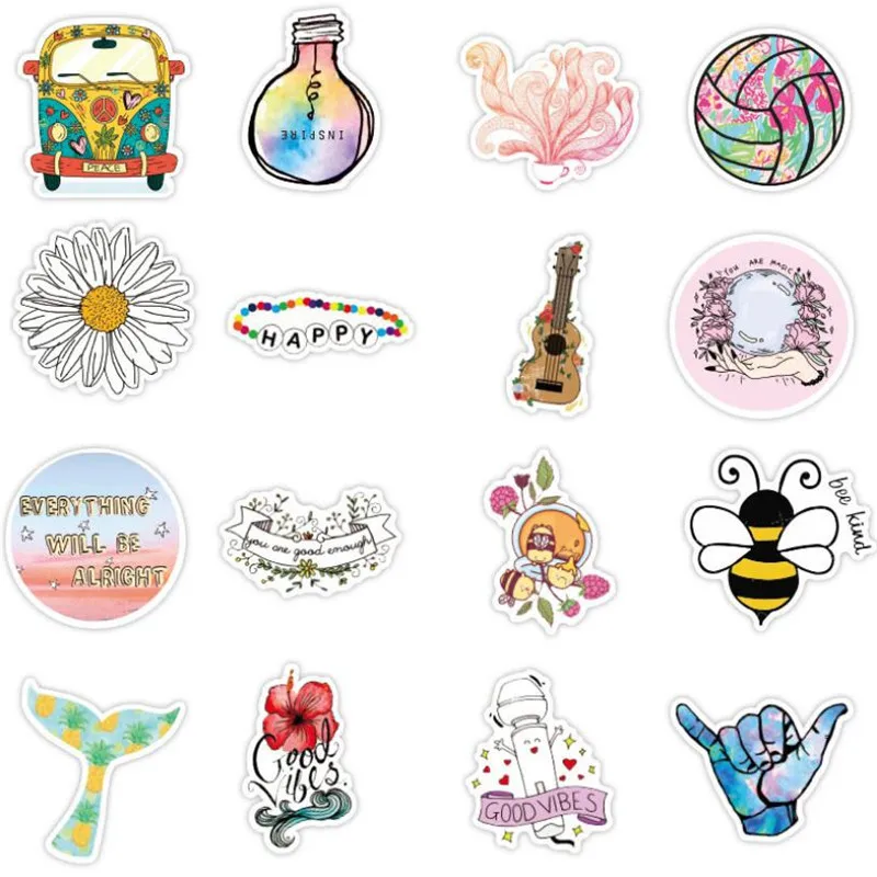 

10/30/50 PCS New Cute Cartoon Graffiti Water Cup Laptop Skateboard Guitar Refrigerator Waterproof Sticker Decoration Wholesale