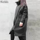 Коллекция 2022 года, модное пальто ZANZEA на молнии, женские длинные куртки, топы с длинным рукавом, верхняя одежда, Женская Повседневная Свободная Толстовка