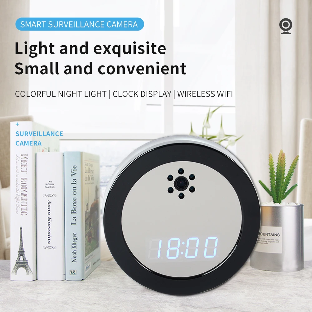 

Smart Home Security WIFI CCTV Camera Wireless Electronic Clock Design Mini DV Baby Monitor Remotely Watching Via App Video DVR