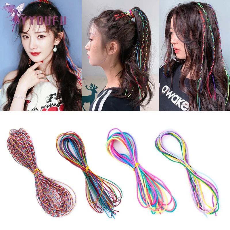 YYOUFU модные плетеные волосы золотая нить искусственный шелк цветная веревка