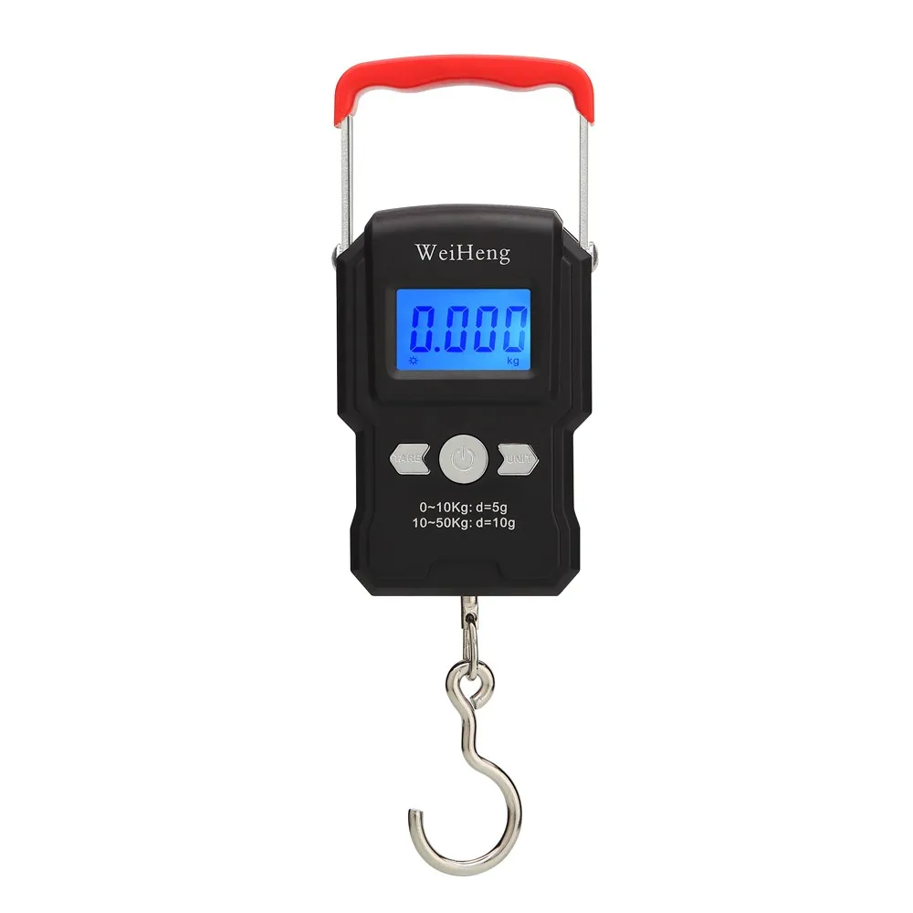 

50Kg/5g LCD Digital Display Backlight Portable Hanging Hook Scale Double Accuracy Fishing Travel Mini Electronic Weighing Scale
