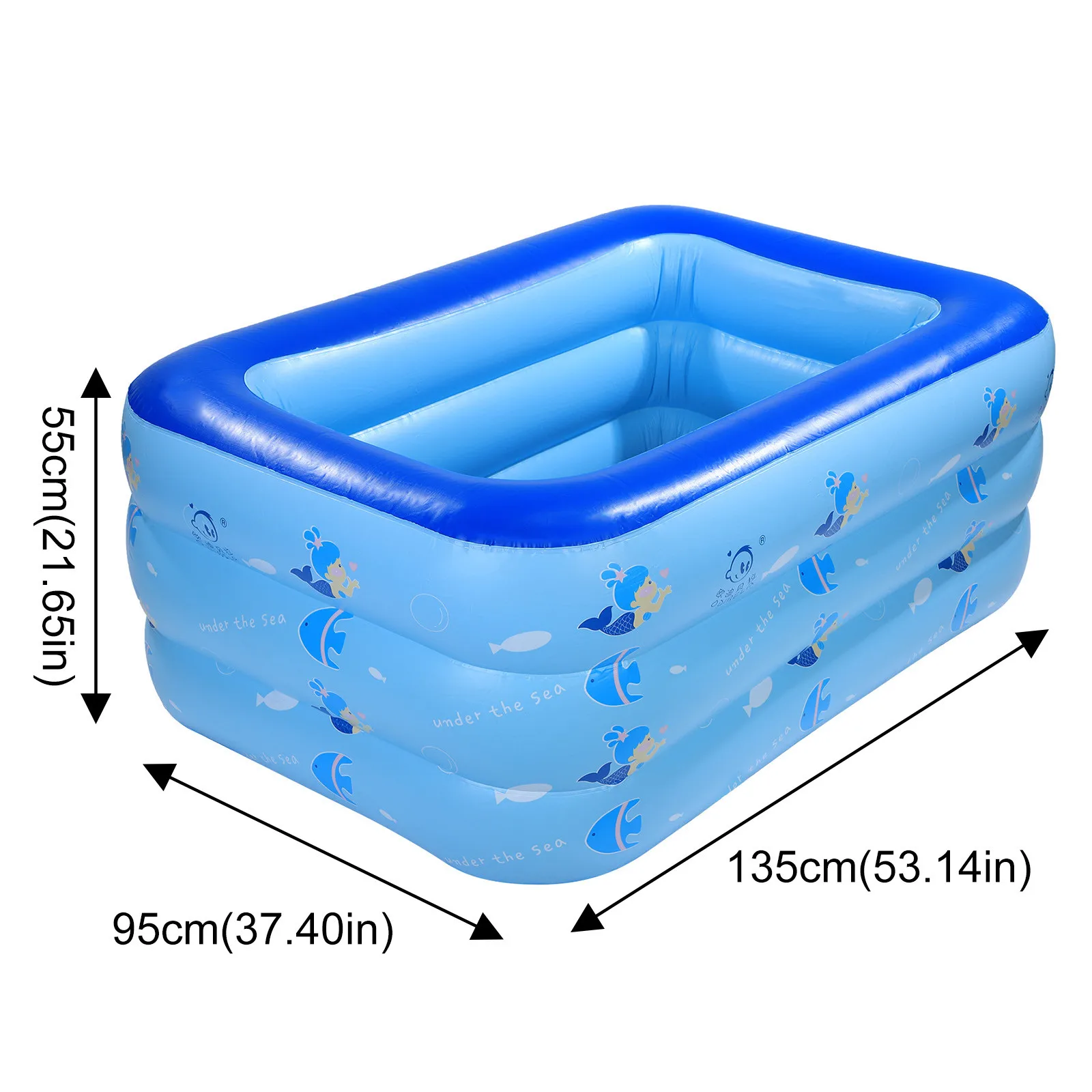 

Inflatable Swimming Pool Summer Outdoor Toys Blue Tuba Parent-child Interaction Cartoon Printing Rectangular Piscina Inflvel