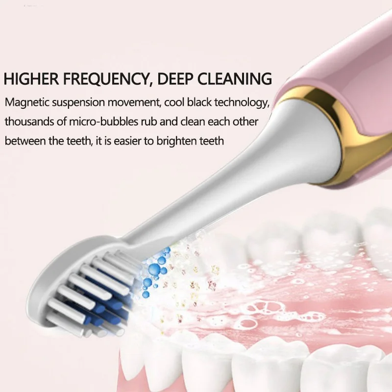 

Rechargeable Electric Toothbrush Sonic Toothbrush 5Mode Adult Timer IPX7 Waterproof Automatic Ultrasonic Brush Teeth Whitening