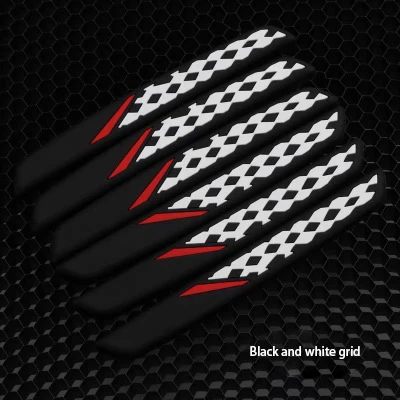 6PCS Auto Car Door Guard Edge Protector Door Anti-collision Sticker Rear View Mirror Anti-scratch Protector Door Trim Accessorie - Цвет: Black and white grid