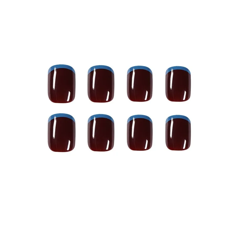 

2021 ins new chelizi lake blue French manicure product fake Nail Manicure patch nail patch Waterproof false nails nail art