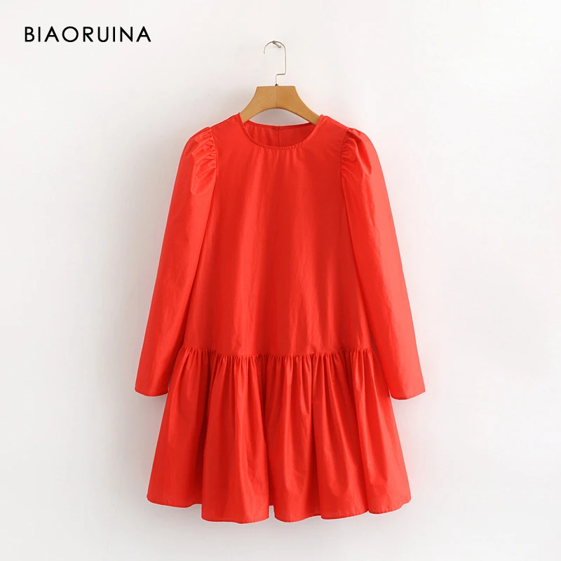 Женское ТРАПЕЦИЕВИДНОЕ ПЛАТЬЕ BIAORUINA красное повседневное свободное платье с