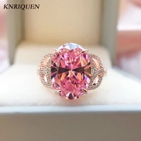 luxury 925 sterling silver wedding engagement ring for women 1014mm 10 carat pink sapphire diamond ring party fine jewelry gift