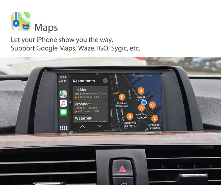 Беспроводной Carplay Android автомобильный интерфейсный бокс для BMW F01 F02 F07 F10 F11 F15 F20 F25 F30