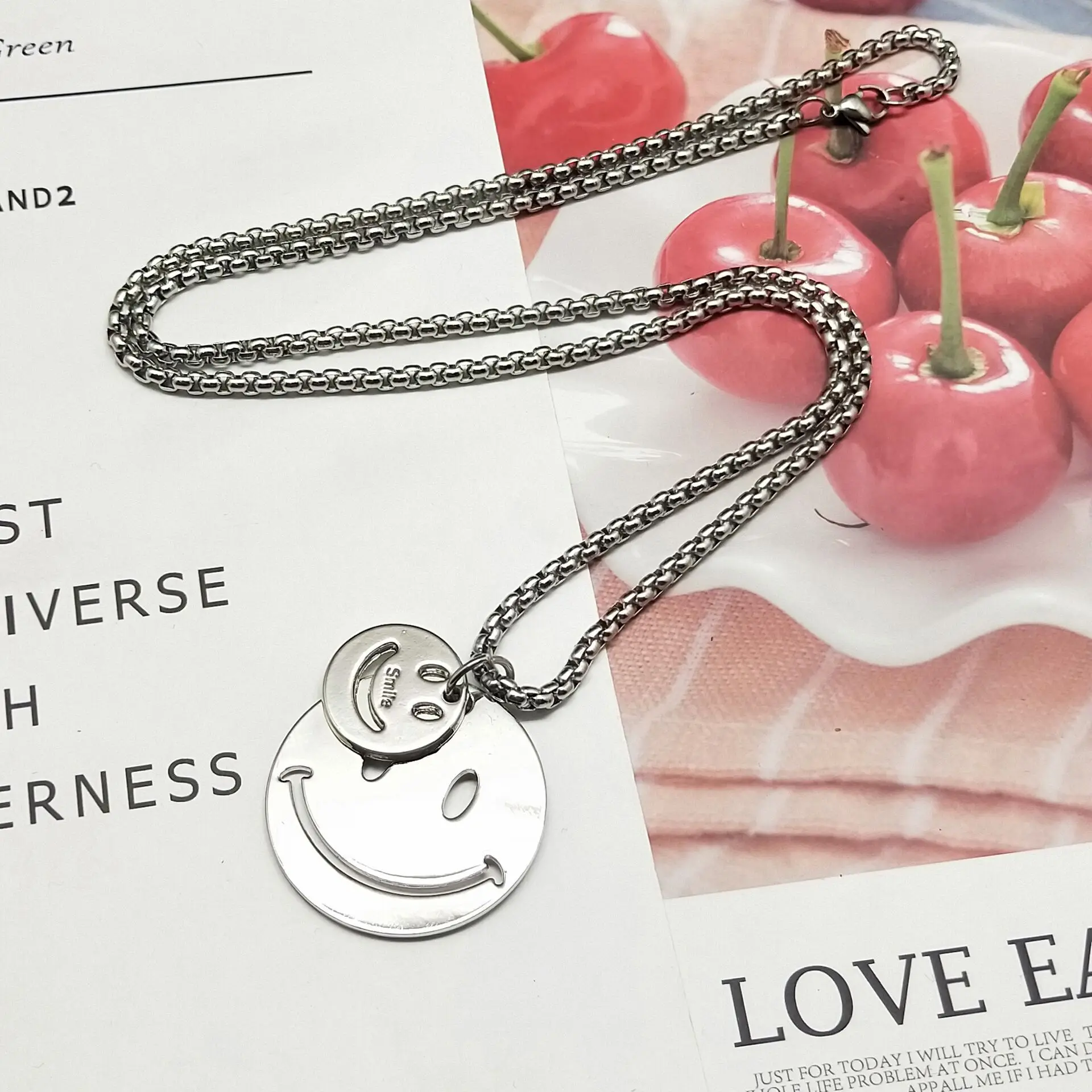 Мужское ожерелье со смайликом Мужская подвеска в стиле хип-хоп Женский и