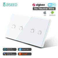 bseed russia eu standard zigbee smart 4 gang light touch switch wall switches black white gold with glass panel improvement