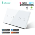 Настенный выключатель света Bseed Zigbee Smart, 4 комплекта, сенсорный светильник черный, белый, золотой, со стеклянной панелью
