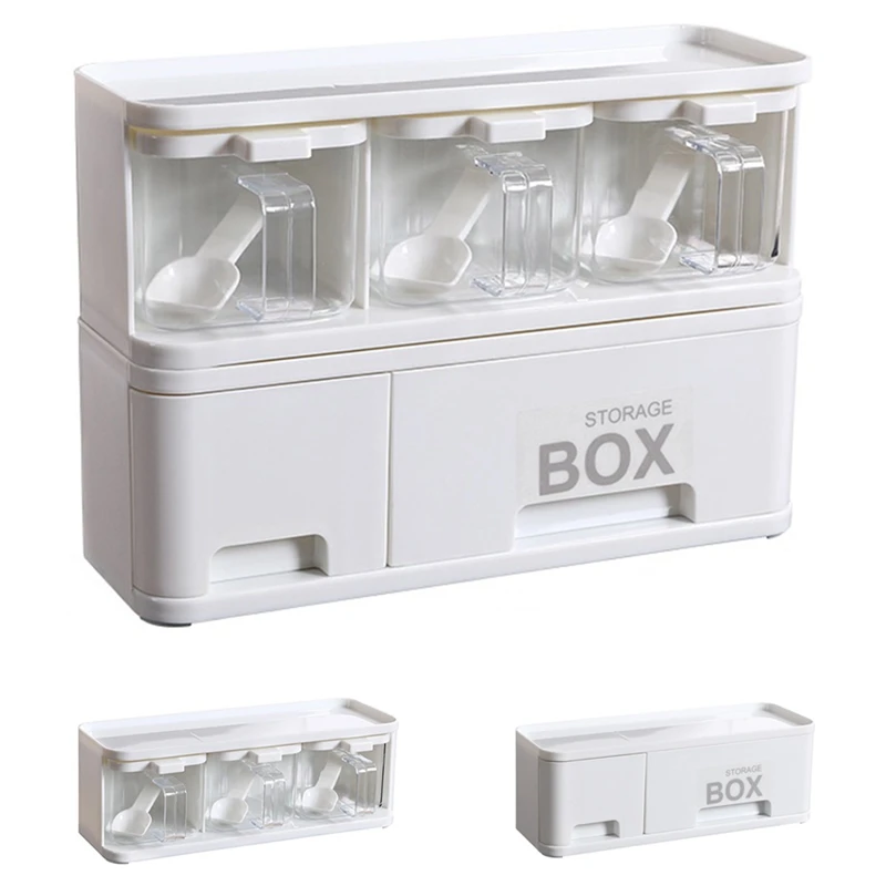 

Spice Rack With Lid and Spoon Creative Seasoning Box Herb Spices Kitchen