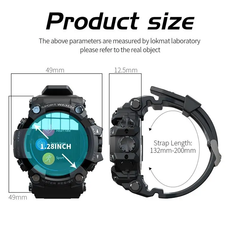 

LOKMAT ATTACK 1.28in Full Touch Screen Fitness Tracker Smart Watch Men Heart Rate Monitor Blood Pressure Smartwatch Montre Homme