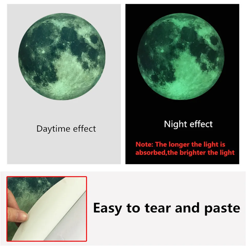 3D Луна земля светящиеся наклейки DIY настенные для детской комнаты или спальни