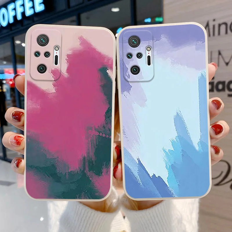 

Watercolor Phone Case For Xiaomi Redmi 9 Case Redmi Note 10 9 8 Pro Cases Redmi 9C 9A 9T Silicone Shockproof Fundas Poco X3 Pro
