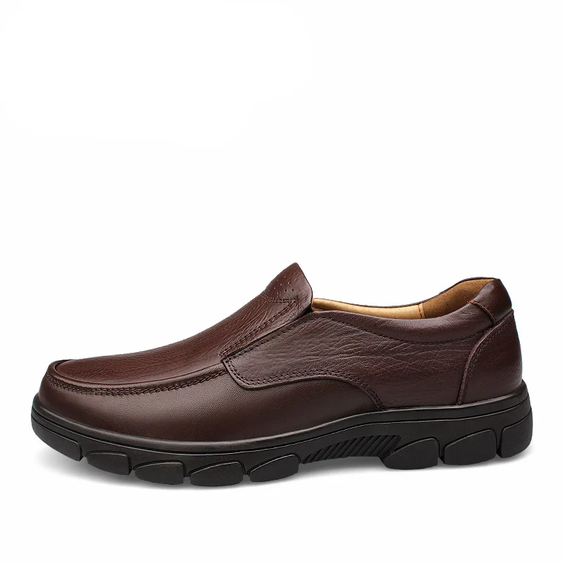 Brown loafers Обувь для мужчин Лоферы Повседневные Удобные водонепроницаемые Мокасины с круглым носком без шнуровки, Мужская обувь для папы Большие размеры 37-46, брендовые Мокасины homme - Цвет: Brown loafers