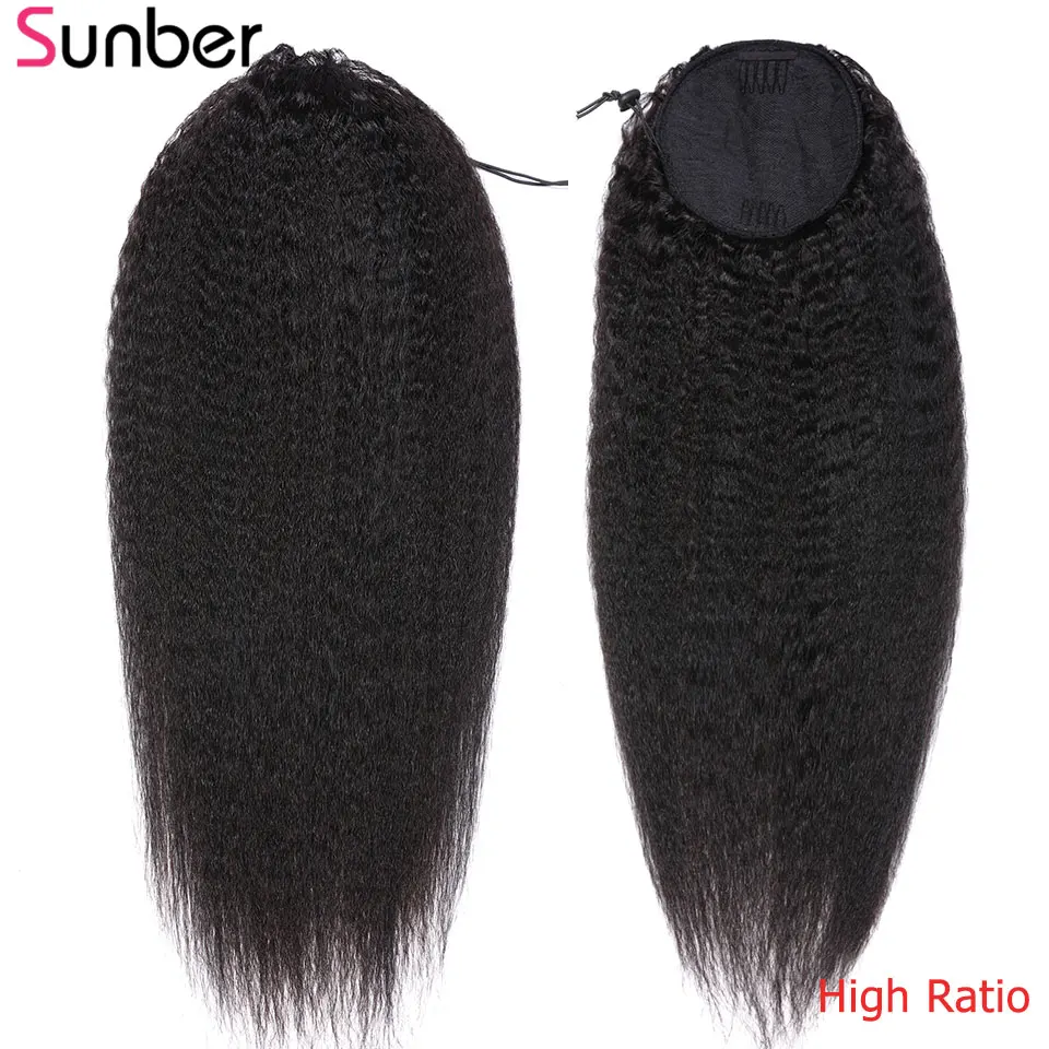 Sunber волосы бразильские кудрявые прямые конский хвост наращивание волос 10-24