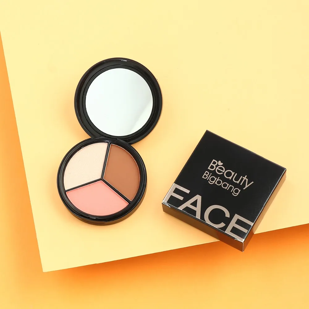 BeautyBigBang 3 цвета хайлайтеры пудра Макияж Румяна мерцающие бронзаторы и Хайлайтер для палитры контур Maquiagem