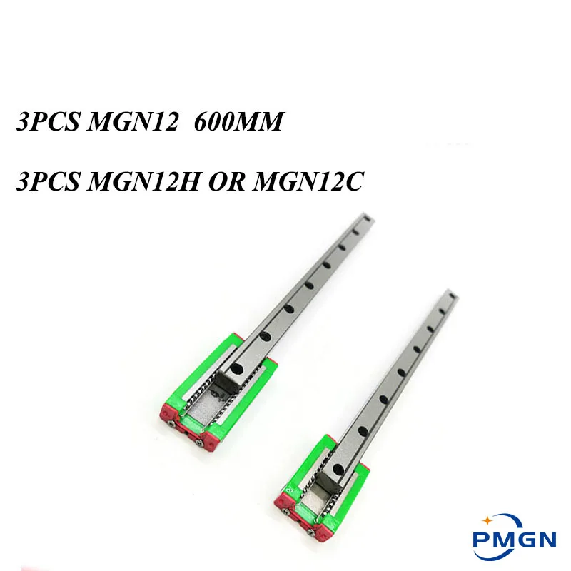 

3pcs 12mm Linear Guide MGN12 L= 600mm Linear Rail Way + 3PCS MGN12C or MGN12H Long Linear SS Carriage for CNC XYZ Axis