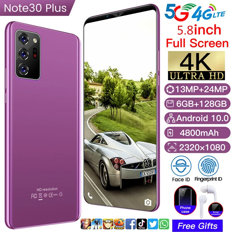

Новый смартфон note30plus с большим экраном 5,8 дюйма с одной кнопкой и ограниченным по времени