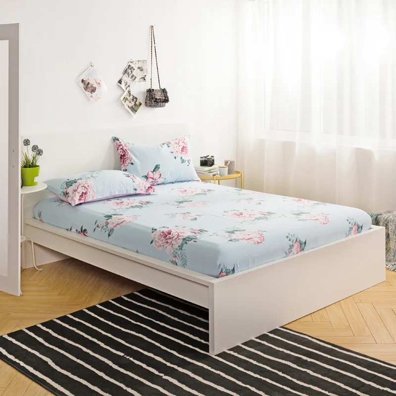 High Quality Cartoon Rabbit Bird Fitted Sheet Twin Full Queen Size Bed with Elastic Fashion Geometric Bedding Bedspreads | Дом и сад